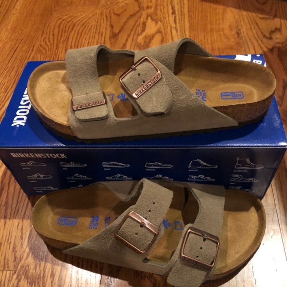 Birkenstock Arizona taupe suede leather new